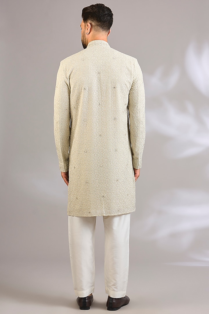 Mint Silk Kurta Set by Vanshik at Pernia's Pop Up Shop