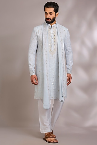 Aqua Georgette Kurta Set by Vanshik