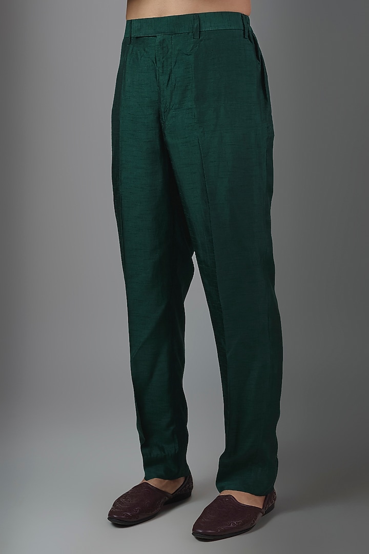 Green Silk Groom Indowestern Set by Vanshik at Pernia's Pop Up Shop