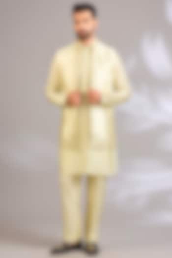 Mint Silk Bundi Jacket Set by Vanshik at Pernia's Pop Up Shop
