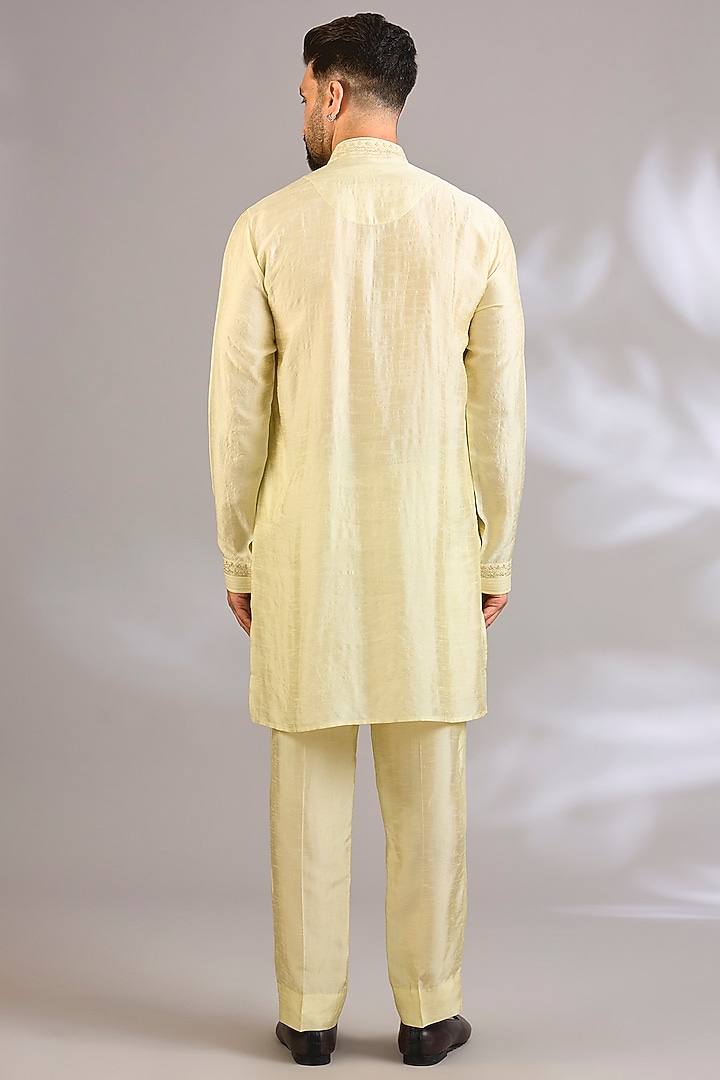 Mint Silk Bundi Jacket Set by Vanshik at Pernia's Pop Up Shop