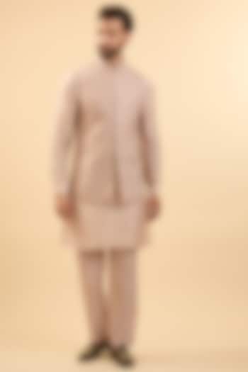 Blush Silk Bundi Jacket Set by Vanshik at Pernia's Pop Up Shop