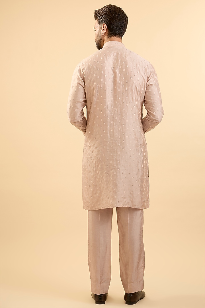 Blush Silk Bundi Jacket Set by Vanshik at Pernia's Pop Up Shop