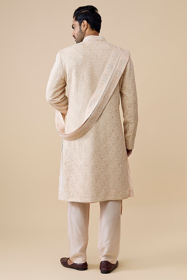 Blush Silk Groom Sherwani Set by Vanshik at Pernia's Pop Up Shop
