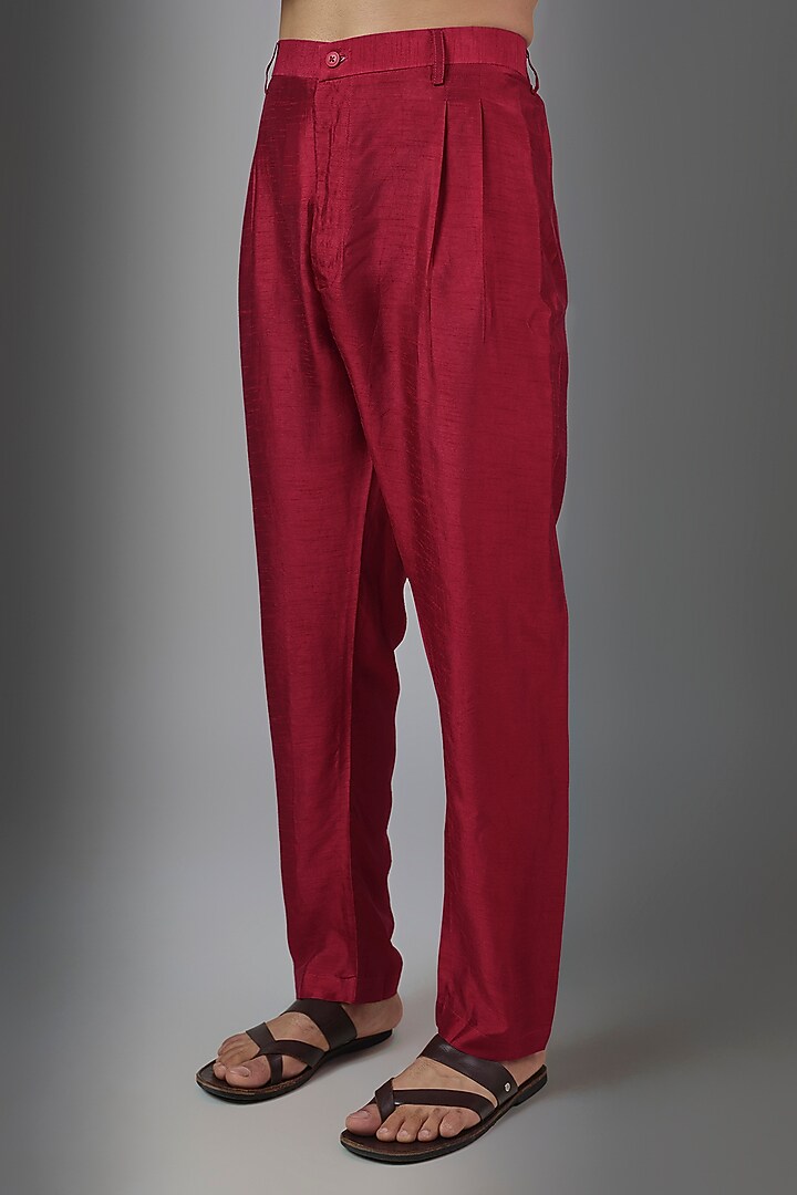 Red Silk Kurta Set by Vanshik at Pernia's Pop Up Shop