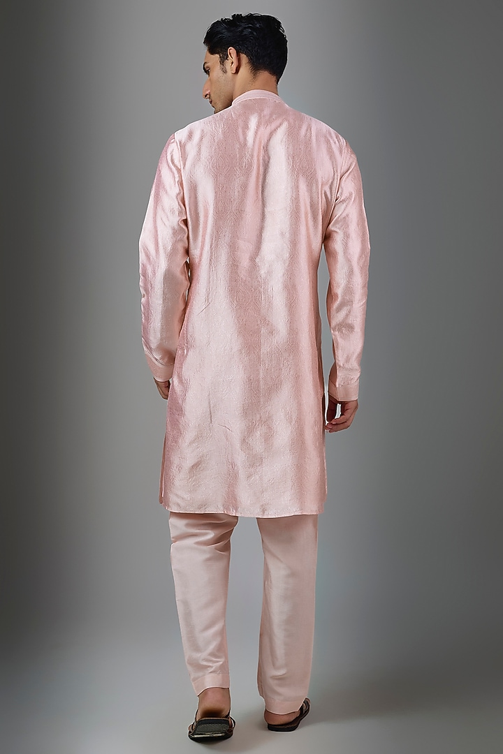 Rose Pink Silk Kurta Set by Vanshik at Pernia's Pop Up Shop