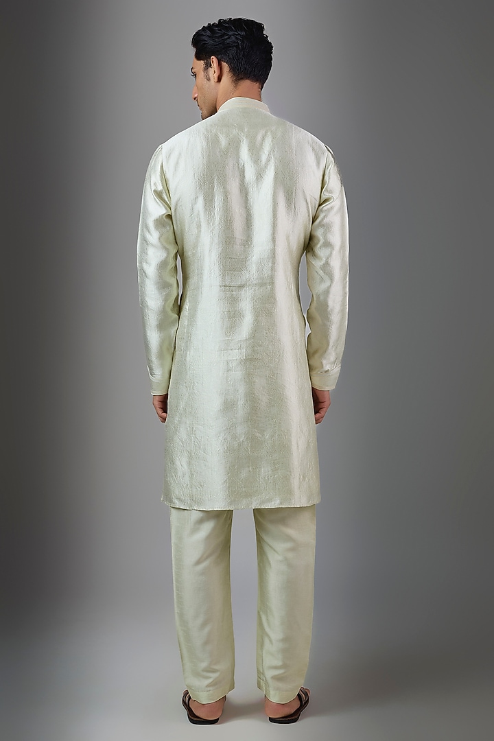 Mint Silk Kurta Set by Vanshik at Pernia's Pop Up Shop