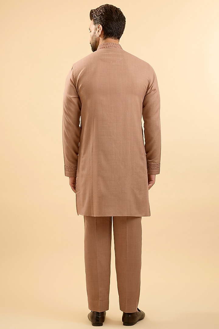 Brown Silk Bundi Jacket Set by Vanshik at Pernia's Pop Up Shop