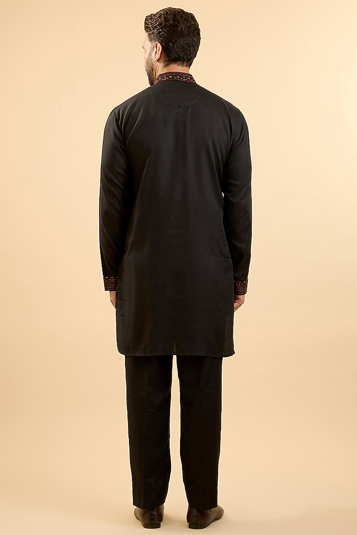 Black & Rust Silk Bundi Jacket Set by Vanshik at Pernia's Pop Up Shop