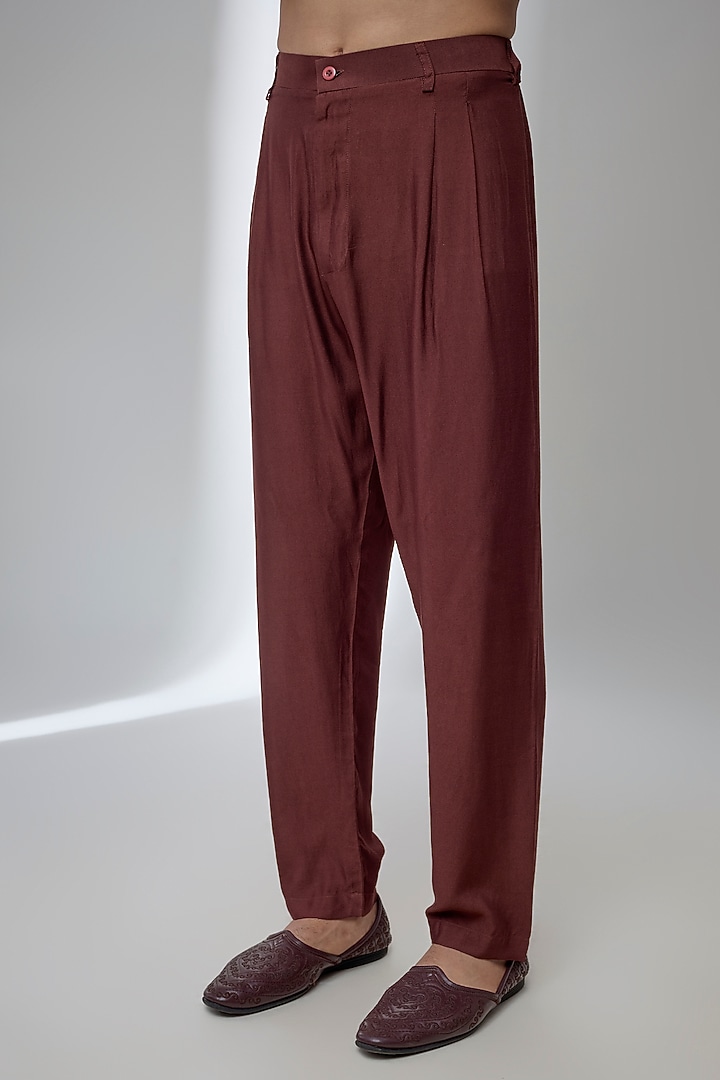 Wine Silk Kurta Set by Vanshik at Pernia's Pop Up Shop