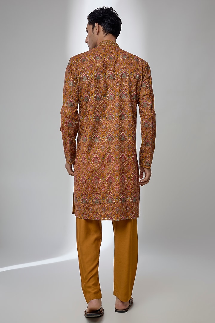 Rust Silk Kurta Set by Vanshik at Pernia's Pop Up Shop
