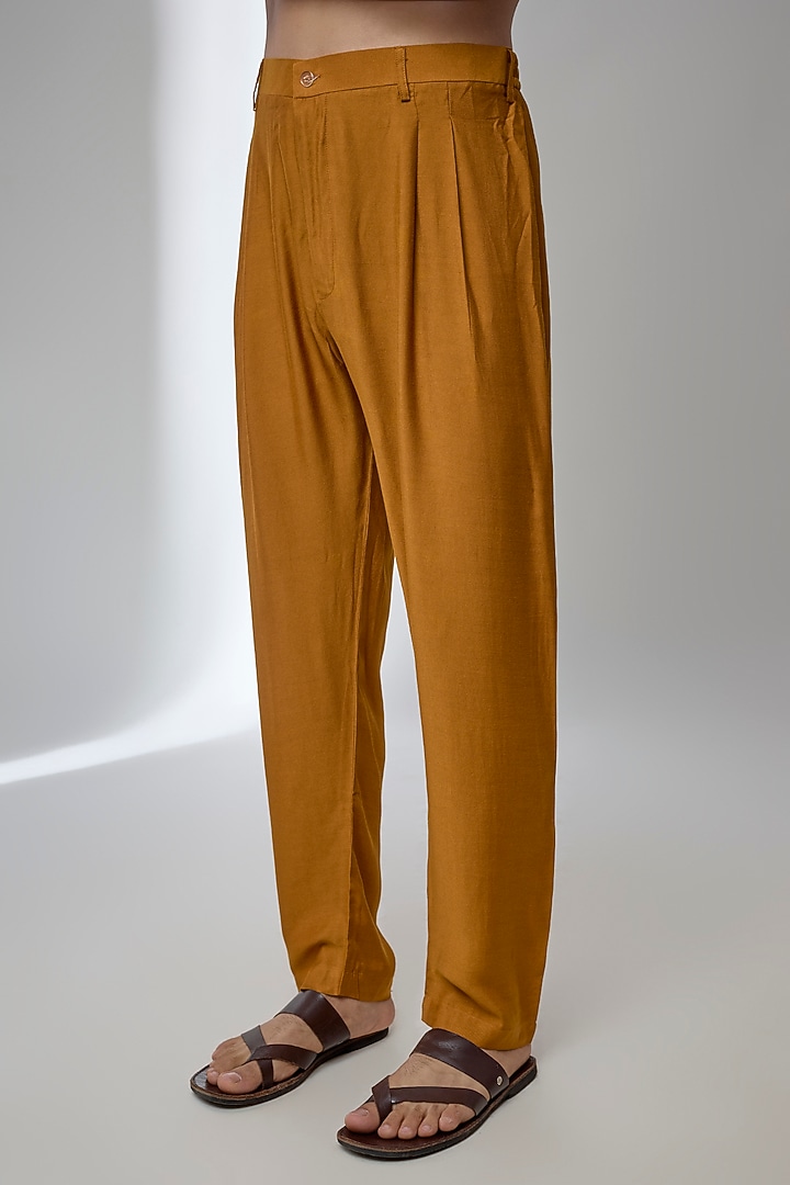 Rust Silk Kurta Set by Vanshik at Pernia's Pop Up Shop