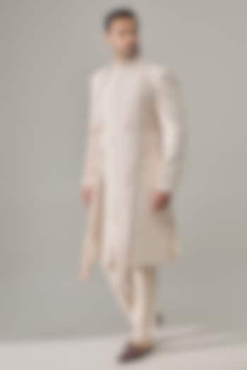 Pearl White Silk Groom Sherwani Set by Vanshik at Pernia's Pop Up Shop