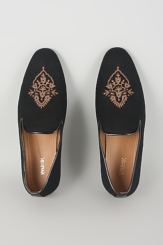 Black Leather Loafers by Vanshik