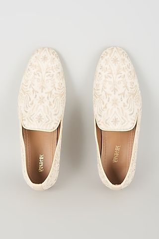Ivory Leather Loafers by Vanshik