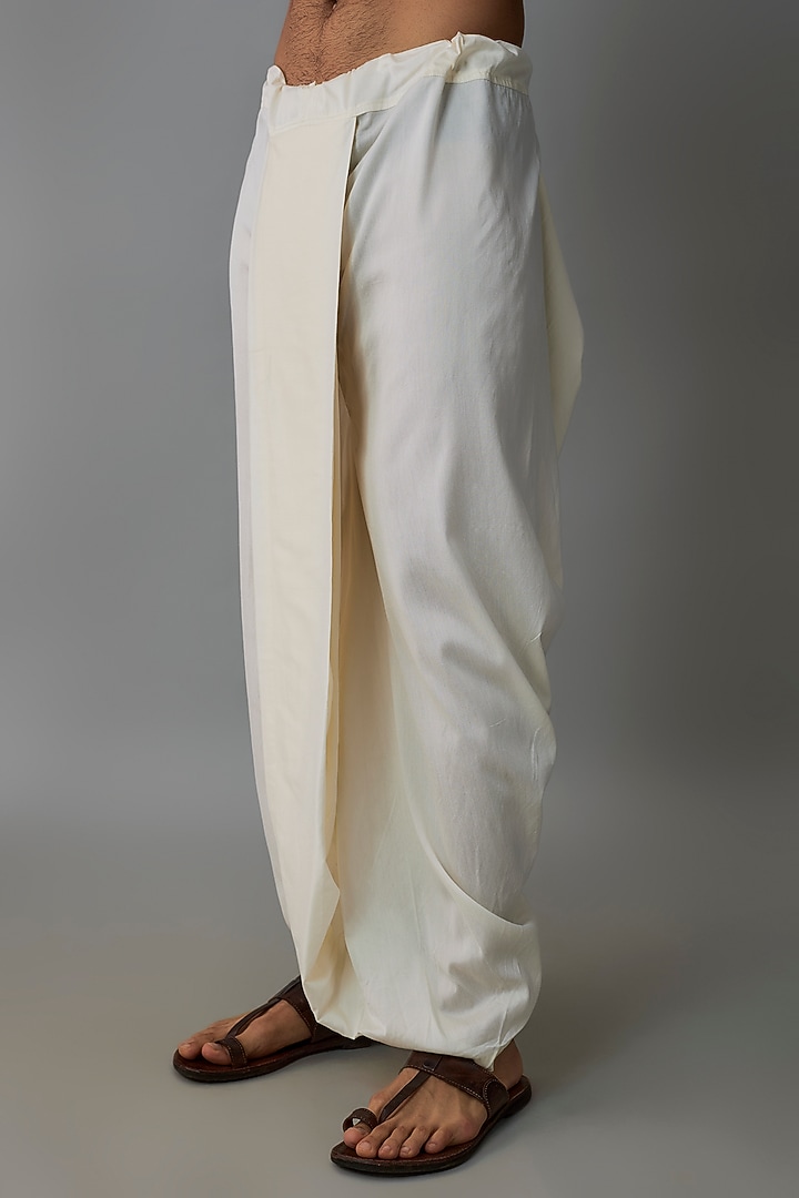 Ivory Cotton Silk Dhoti Pants by Vanshik at Pernia's Pop Up Shop