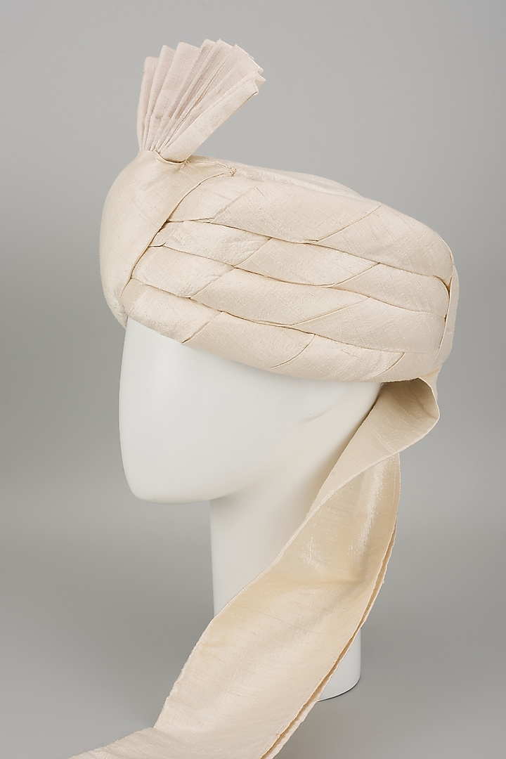 Cream Raw Silk Safa by Vanshik at Pernia's Pop Up Shop