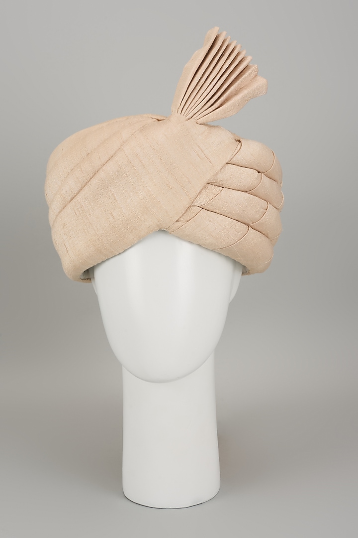 Beige Raw Silk Safa by Vanshik at Pernia's Pop Up Shop