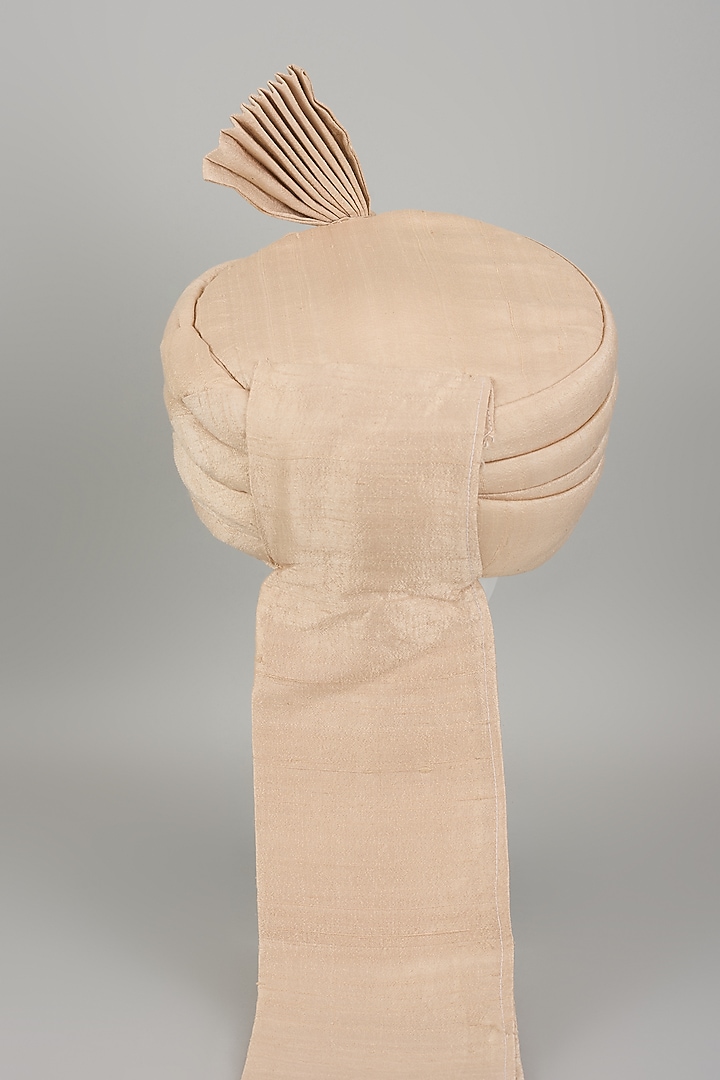 Beige Raw Silk Safa by Vanshik at Pernia's Pop Up Shop
