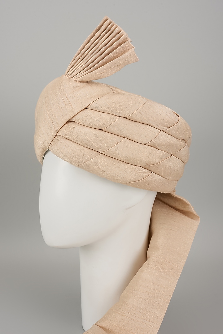 Beige Raw Silk Safa by Vanshik at Pernia's Pop Up Shop