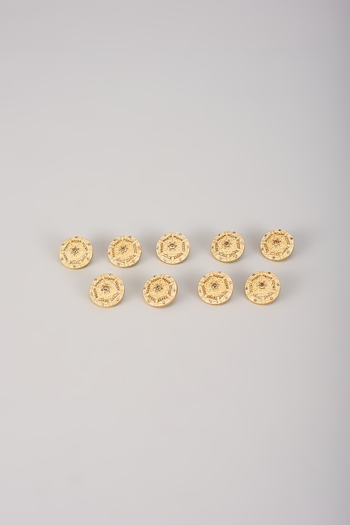 Gold Finish Multi-Colored Diamond Buttons (Set Of 9) by Vanshik