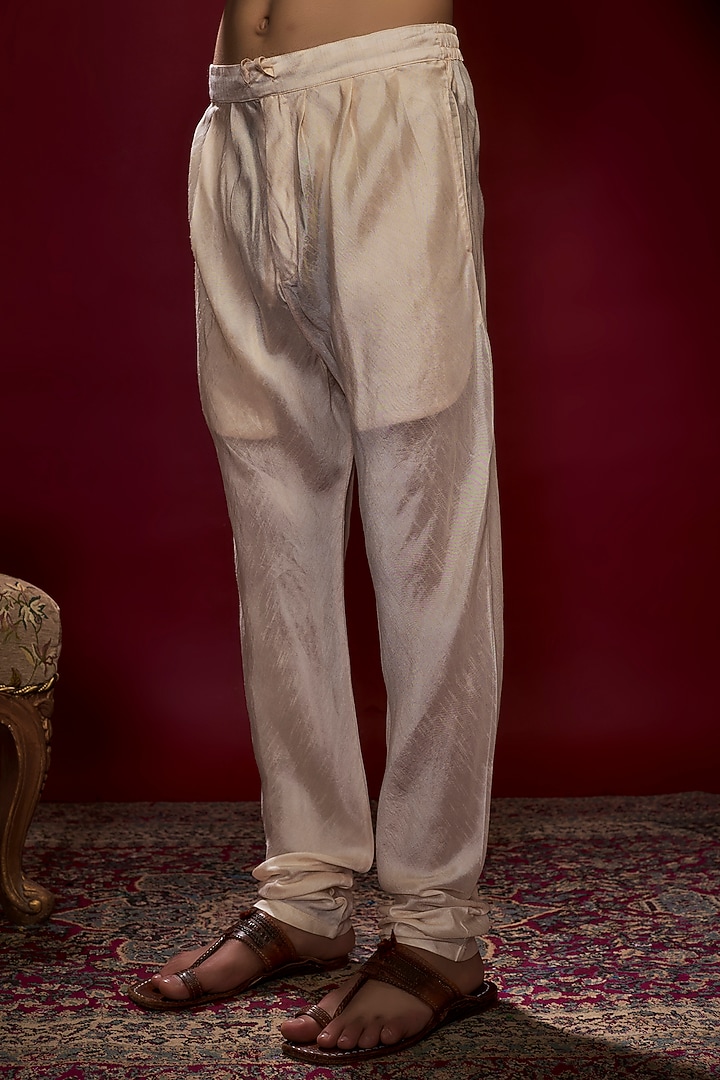 Pearl Beige Georgette Pearl Embroidered Lucknowi Kurta Set by Vanshik at Pernia's Pop Up Shop