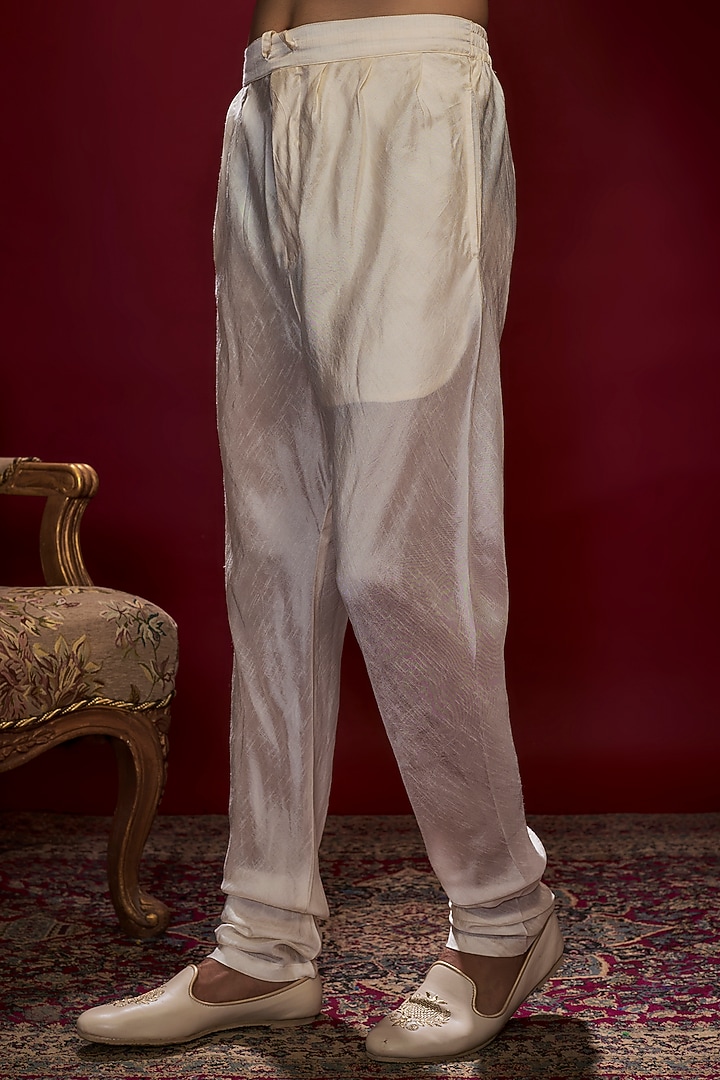 Pearl Beige Georgette Pearl Hand Embroidered Lucknowi Groom Sherwani Set by Vanshik at Pernia's Pop Up Shop