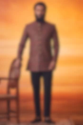 Multi-Colored Pashmina Silk Kashmiri Embroidered Groom Indowestern Set by Vanshik at Pernia's Pop Up Shop