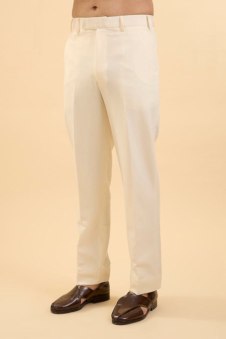 Cream Silk Groom Bandhgala Set by Vanshik at Pernia's Pop Up Shop
