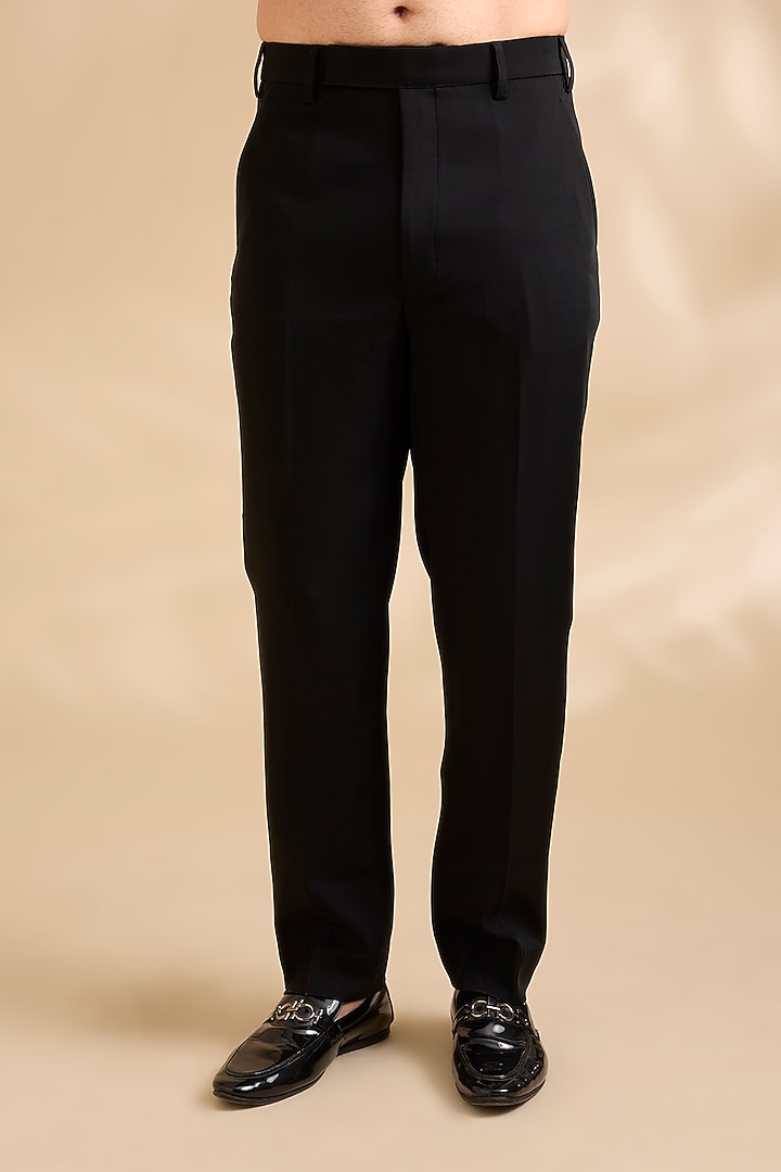 Black Suiting Groom Bandhgala Set by Vanshik at Pernia's Pop Up Shop
