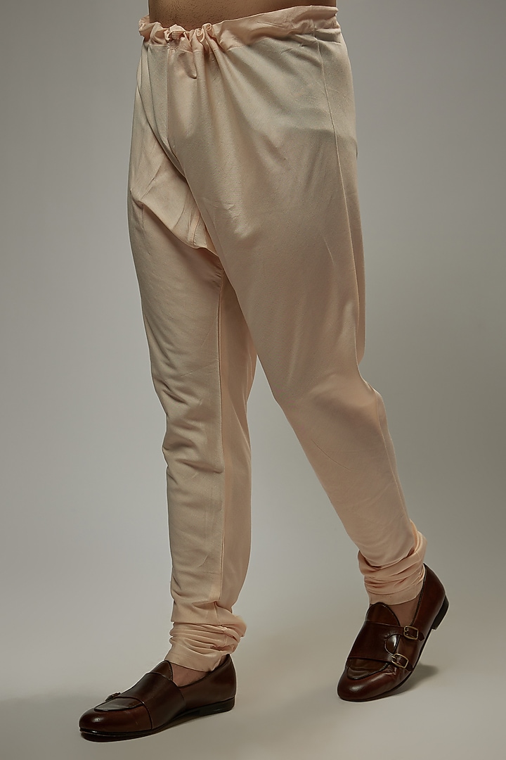 Blush Pink Tussar Silk Floral Embroidered Kurta Set by Vanshik at Pernia's Pop Up Shop