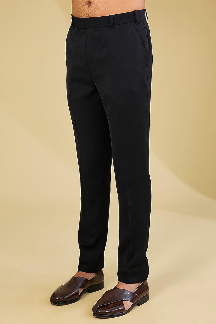 Black Silk Cut-Diamonds Embroidered Bandhgala Set by Vanshik at Pernia's Pop Up Shop
