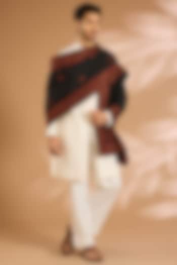 Black Cotton Silk Dupatta by Vanshik at Pernia's Pop Up Shop