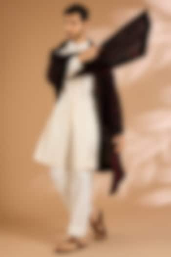 Black Cotton Silk Dupatta by Vanshik at Pernia's Pop Up Shop