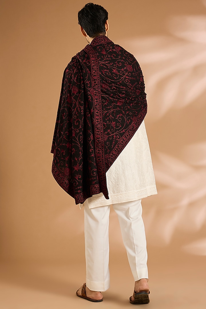 Black Cotton Silk Dupatta by Vanshik at Pernia's Pop Up Shop