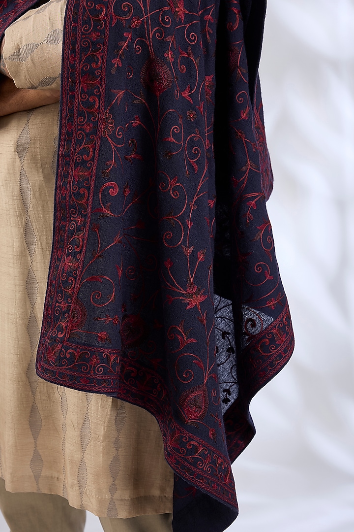 Navy Cotton Silk Pashmina Dupatta by Vanshik at Pernia's Pop Up Shop