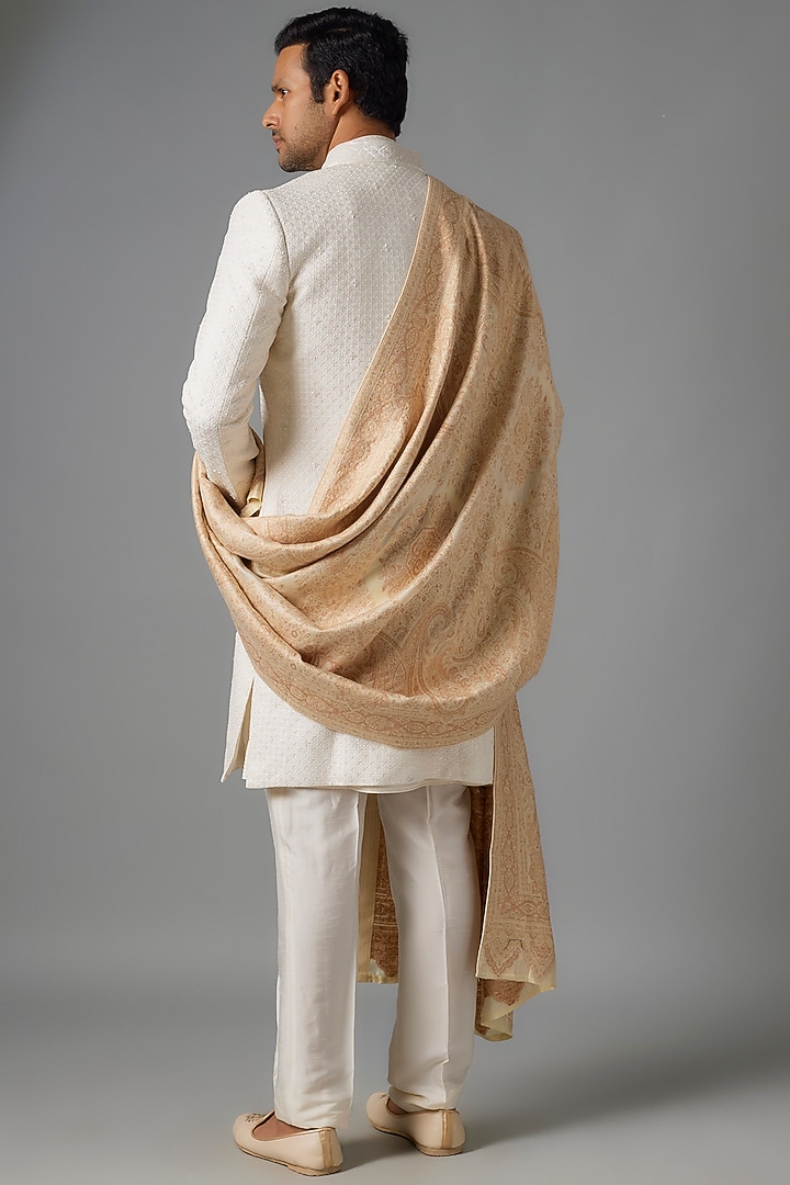 Cream Pashmina Blend Woven Shawl by Vanshik at Pernia's Pop Up Shop