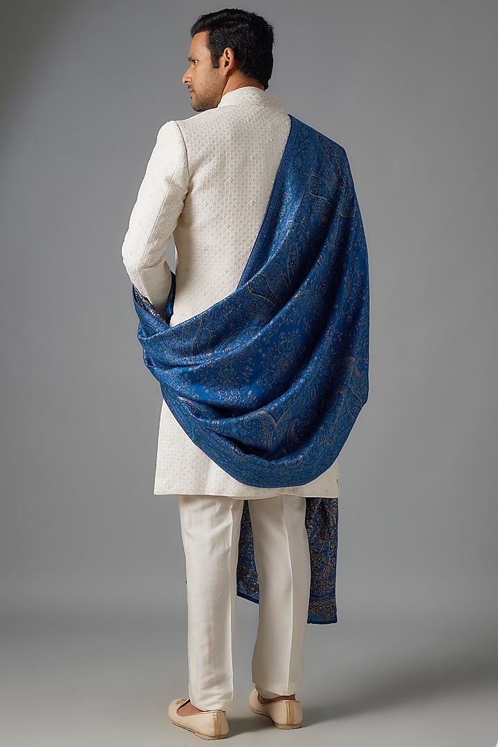 Teal Pashmina Blend Woven Shawl by Vanshik at Pernia's Pop Up Shop