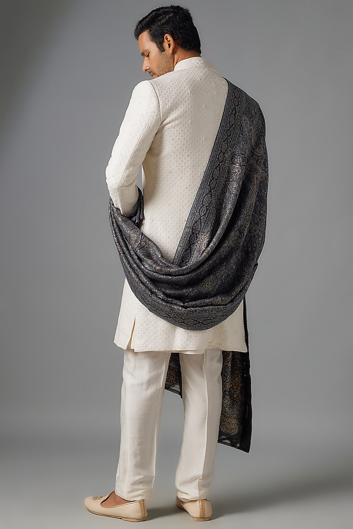 Grey Pashmina Blend Woven Shawl by Vanshik at Pernia's Pop Up Shop