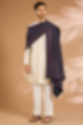 Blue Cotton Silk Dupatta by Vanshik at Pernia's Pop Up Shop