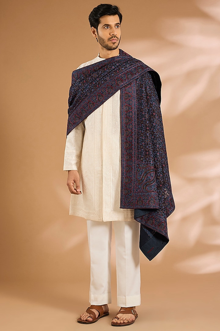 Blue Cotton Silk Dupatta by Vanshik at Pernia's Pop Up Shop