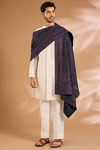 Blue Cotton Silk Dupatta by Vanshik