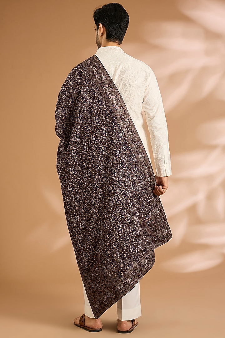 Navy Cotton Silk Dupatta by Vanshik at Pernia's Pop Up Shop