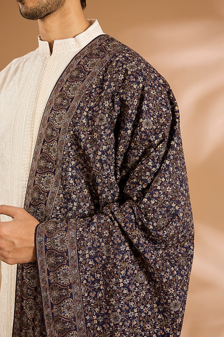 Navy Cotton Silk Dupatta by Vanshik at Pernia's Pop Up Shop
