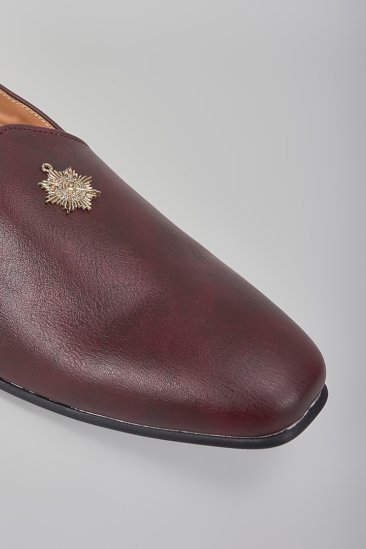 Cherry Leather Mojaris by Vanshik at Pernia's Pop Up Shop