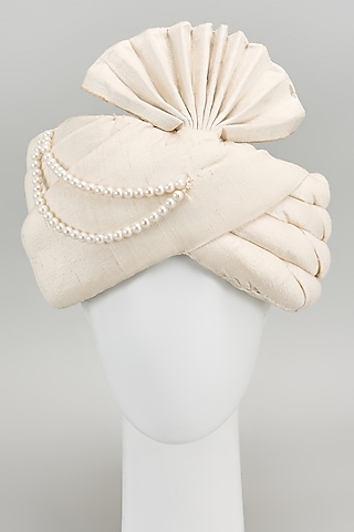 Ivory Raw Silk Safa by Vanshik at Pernia's Pop Up Shop 2025