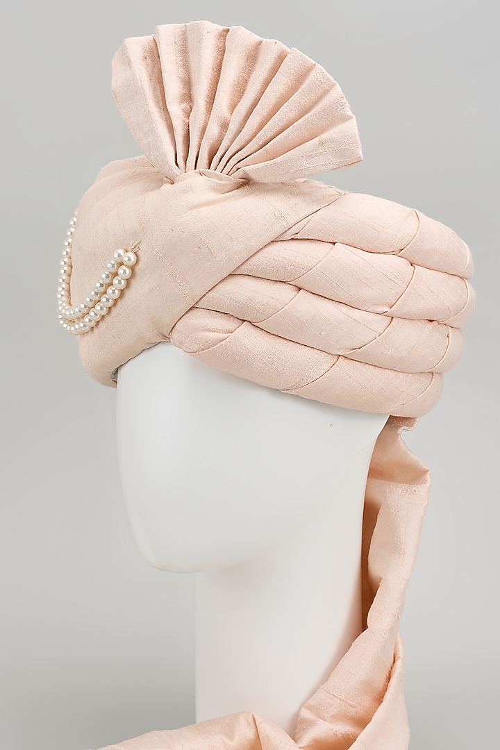 Peach Raw Silk Safa by Vanshik at Pernia's Pop Up Shop
