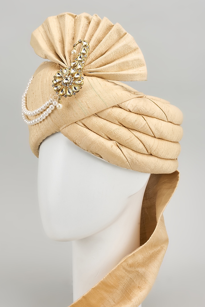 Gold Raw Silk Safa by Vanshik at Pernia's Pop Up Shop