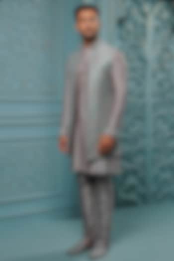 Mint & Grey Pashmina Indo-Western Set by Vanshik at Pernia's Pop Up Shop