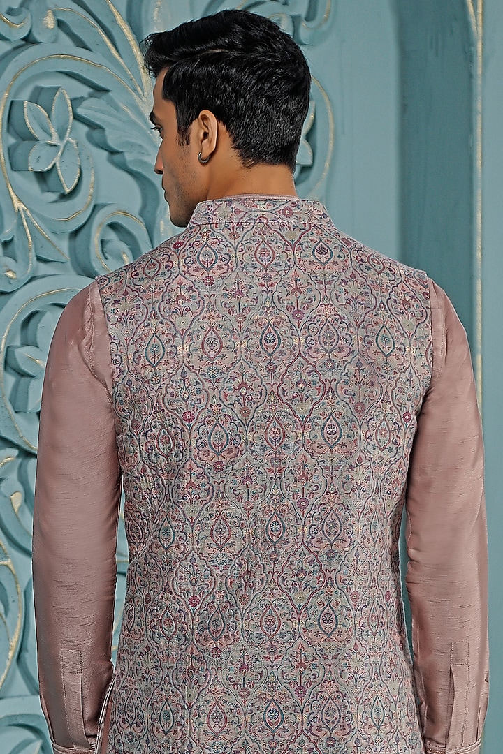 Mauve & Grey Pashmina Indo-Western Set by Vanshik at Pernia's Pop Up Shop